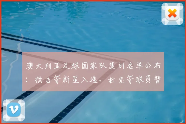 澳大利亚足球国家队集训名单公布:扬吉等新星入选,杜克等球员暂别
